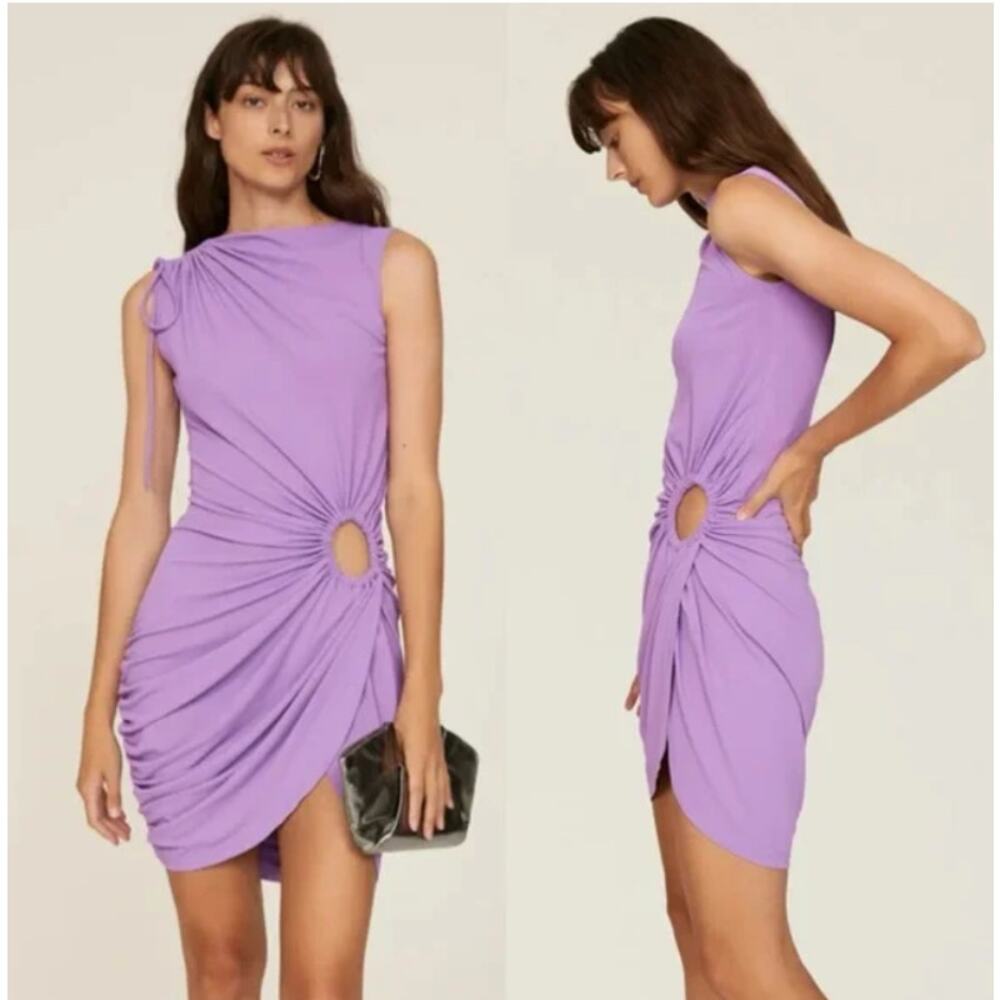 Monse Keyhole Draped Dress Purple